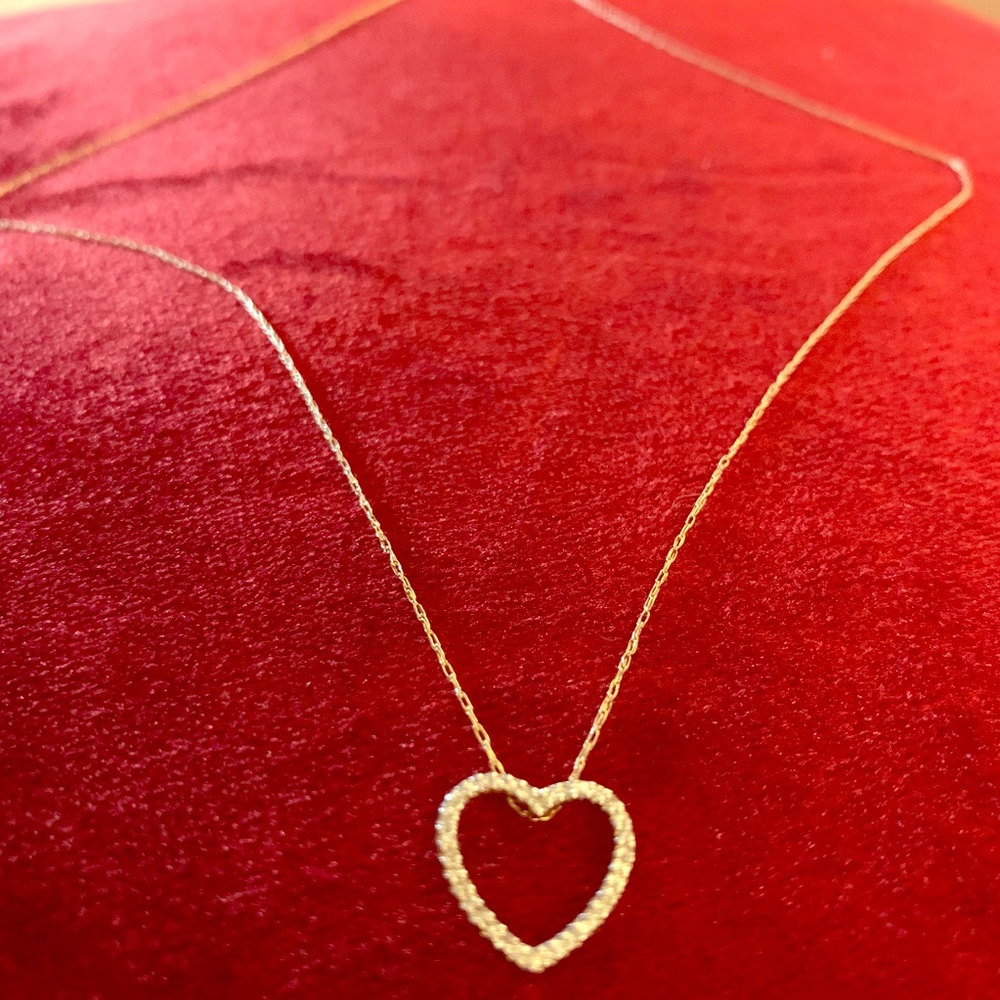 14K Gold Diamond Heart and chain